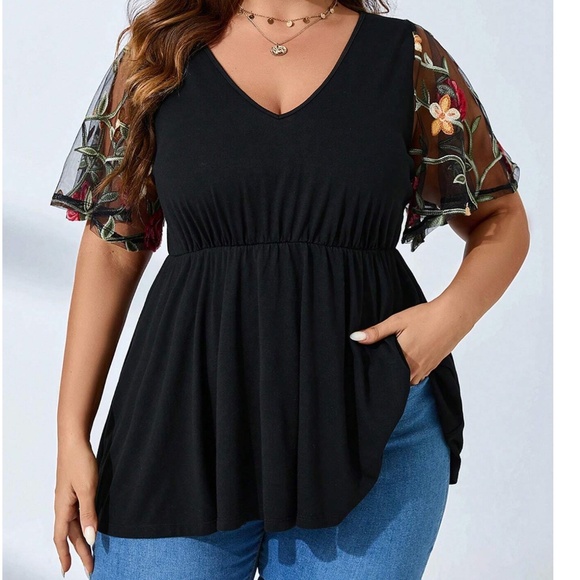 Women's Boho Peasant Embroidered Blouses Long Sleeve Shirt Gauze
